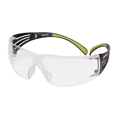 3M SecureFit 400 skyddsglasögon, svart/grön båge, reptåliga/anti-fog,
